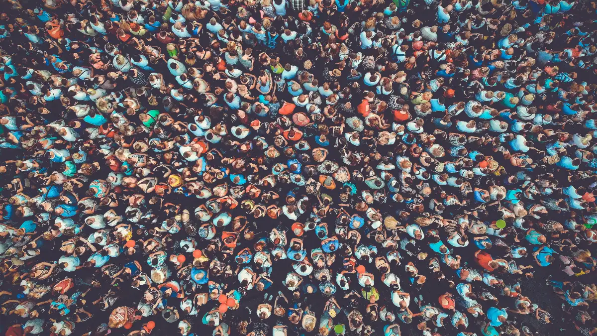 Aerial view of a festival crowd