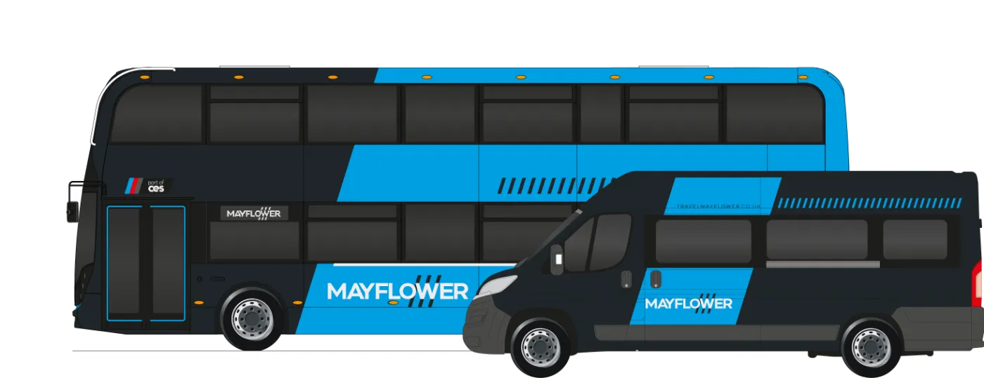 Mayflower double deck bus and minibus